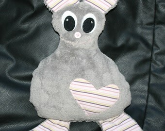 Stuffed animal "SITA" grey, with Pocket on the back