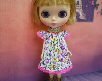 Blythe Smocked outfit, Smocking Dress, Blythe dress