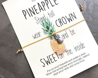 Pineapple bracelet, Pineapple party favor, Pineapple theme party, Wish bracelet, Summer gift, Summer bracelet, Friendship bracelet, A82