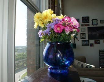 Wide Vase, Glass Flower Vase, Glass Vase Centerpiece, Flower Vase Glass, Painted Glass Flower Vase, Painted Flower Vase, Painted Vase Glass