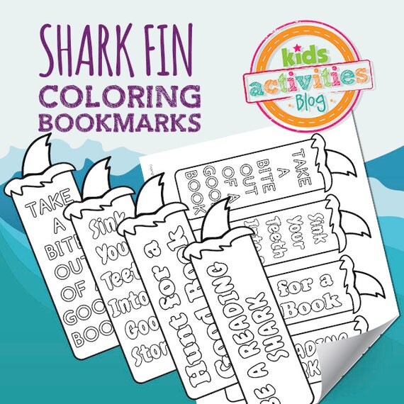 Printable Shark Fin Bookmarks