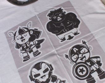 Super heroes Illustrated T-Shirt