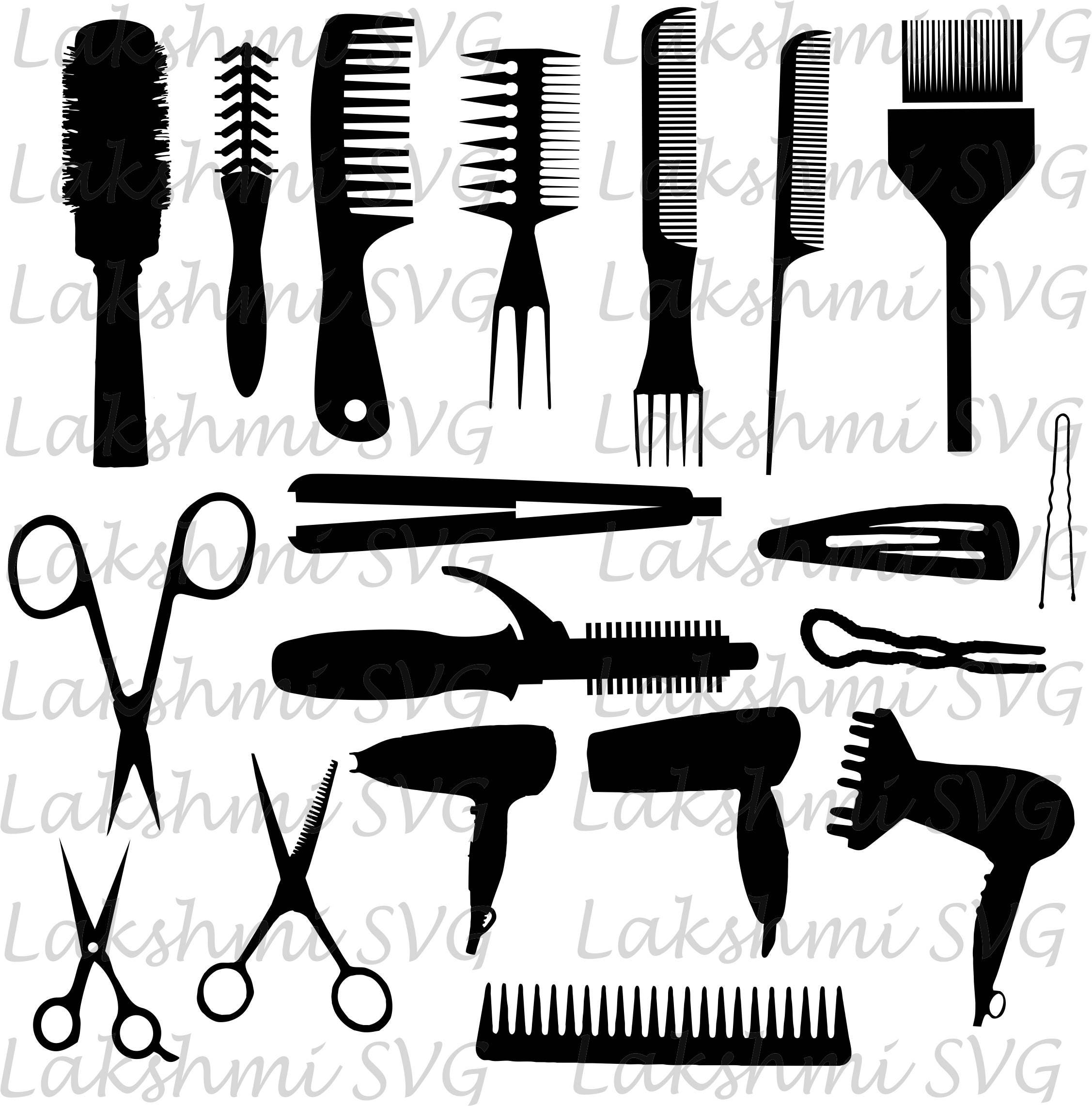 Hairdresser's accessories Cutting Files, Hair SVG,hair Silhouette