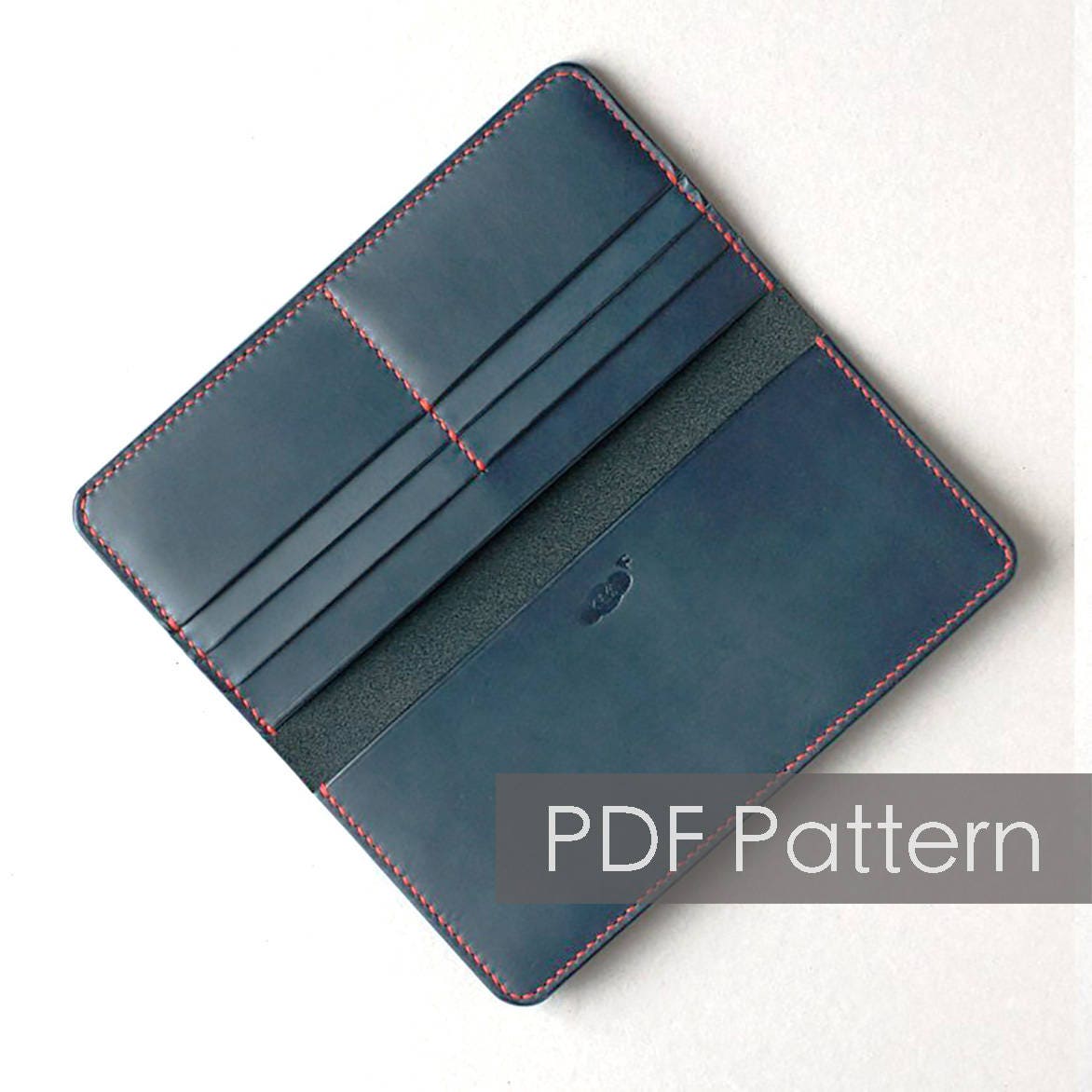 Leather long wallet pattern/minimal wallet/Pattern