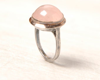 Bague En Argent Sterling Avec Pierre Rose - Occasion (État Des Photos)
