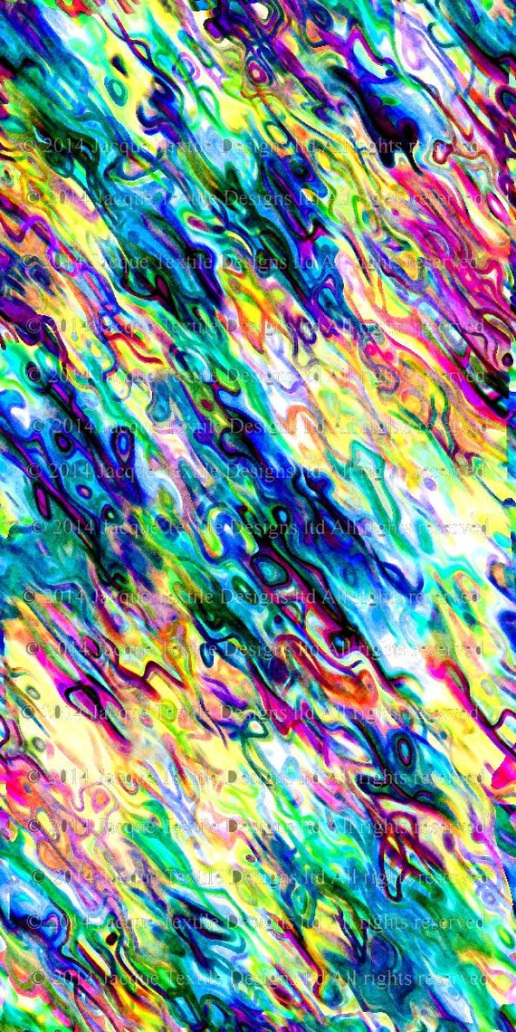 Vibrant Sribble Paint Strokes Artist Made Chiffon Kaftan Fabric Apparel Sheer Home Decor