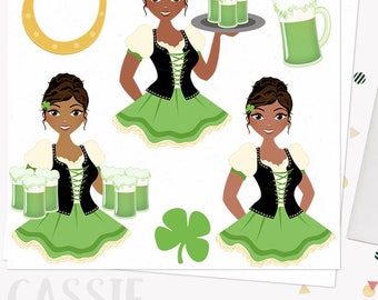 Irish Waitress Woman Character Clipart St Patricks Day Green Beer Shamrock Irish Waitress Woman Character Clipart St Patricks Day Green Beer Shamrock