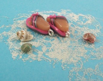 Flip Flops - Handmade Polymer Clay CHARMS with Feet
