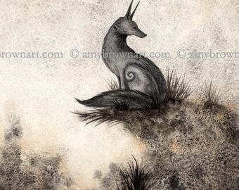 Listening wolf 8X10 PRINT by Amy Brown