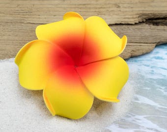 Hair Clip, 3 inch, Yellow and Orange, Floral Hair Clips, Hawaii Hair Clips, Foam Flowers