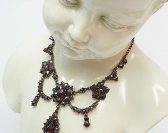Vintage garnet starcut festoon necklace in Victorian style || ГРАНАТ#PK