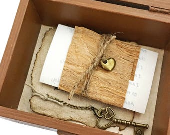 5th Anniversary gift, Wood anniversary gift for him, Vow renewal, Personalized Love Letter and a Key to My Heart, Memory Box
