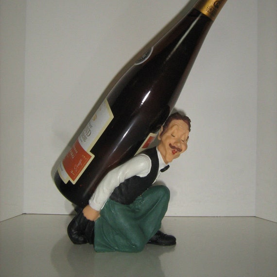 Italian Waiter Wine Bottle Holder Black White Green