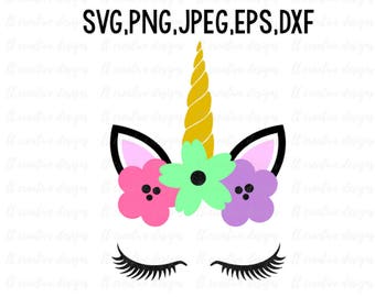 Unicorn Head SVG, Unicorn SVG, Unicorn Clipart, Unicorn Eyelashes SVG, Unicorn Face Svg, Svg Files, Cricut, Silhouette Cut Files