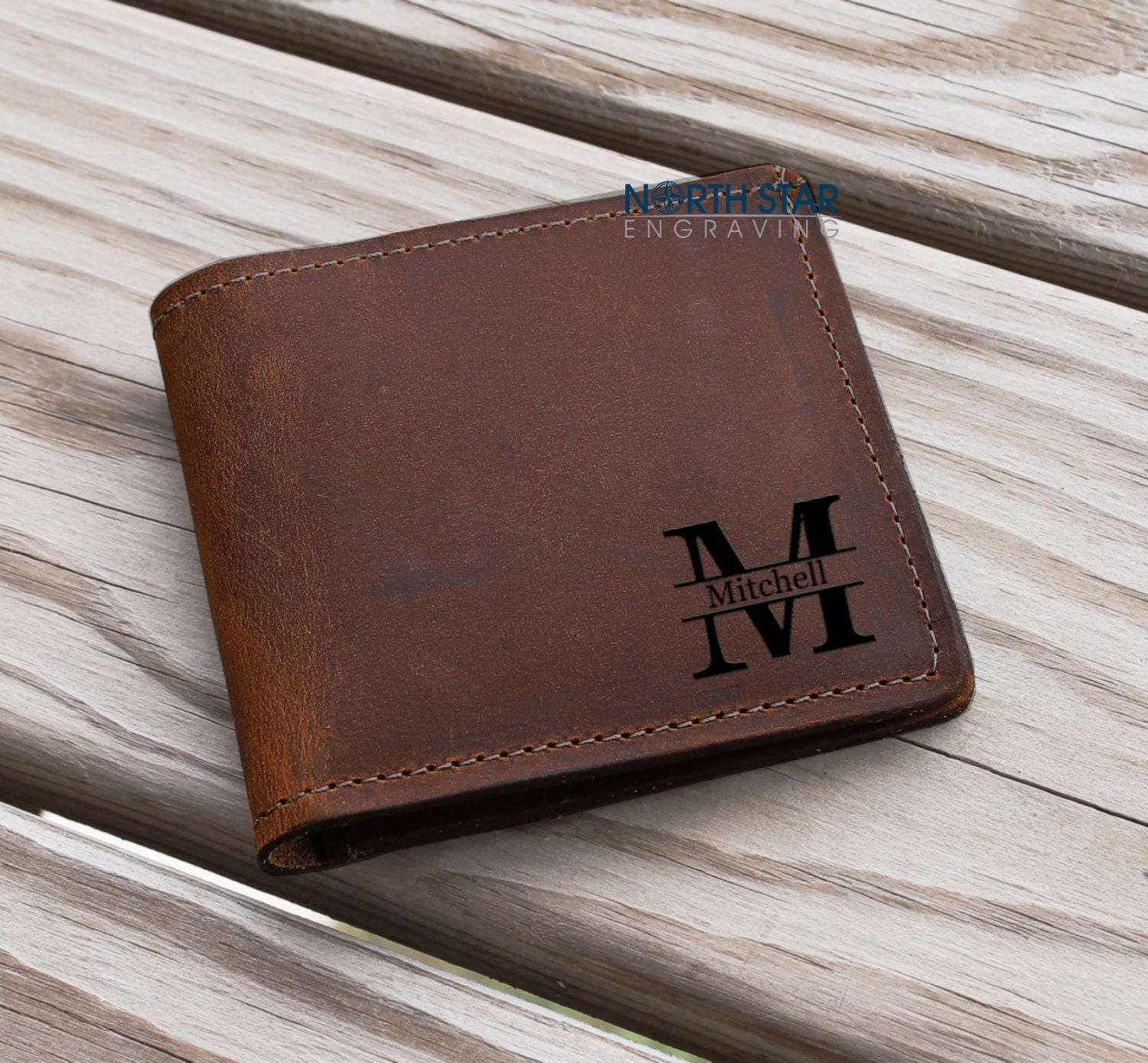 Mens Custom Wallet Monogrammed Wallet Gift for himCowhide