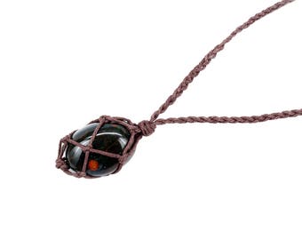 Bloodstone Necklace, Bloodstone Jewelry, Healing Crystal Jewelry, Tumbled Bloodstone, Chakra Necklace