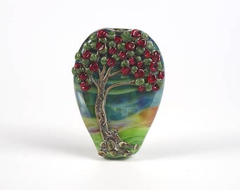 NZ Native PohutukawaTree Lampwork Glass Focal Bead