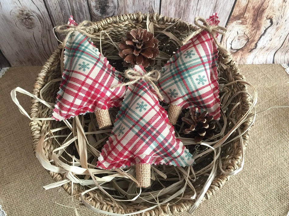 Christmas tree rustic stuffed bowl fillers Set of 3 Christmas