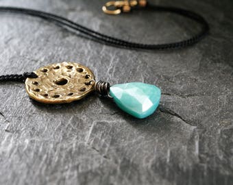Moonstone silk necklace, mystic moonstone necklace, June birthstone, black silk necklace, girlfriend gift, dainty minimalist necklace