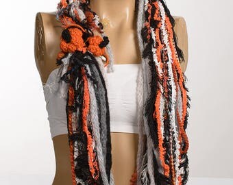 HALLOWEN Scarf. Fall Autumn Winter Loop scarf. Circle gift Yarn scarf. Christmas neckwarmer. Fashion accessories. Gift for her.