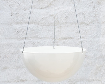 Large White Aluminium Hanging Planter — Minimalist Home Decor