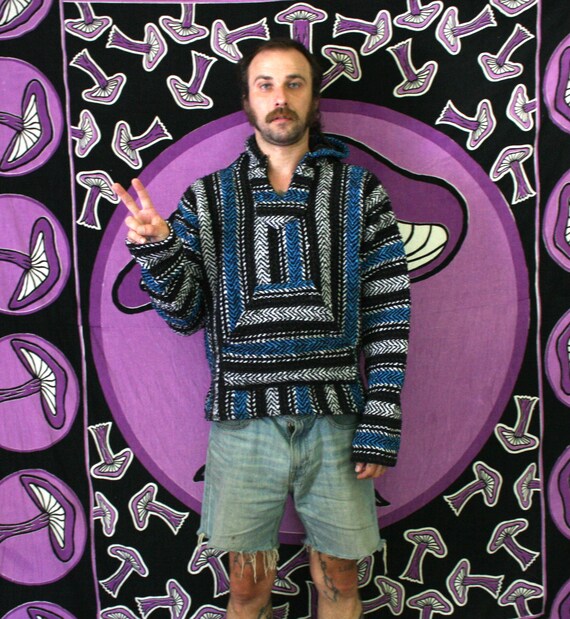 Hippie Drug Rug. Vintage Baja Hoodie. Retro Stoner Boho Beach