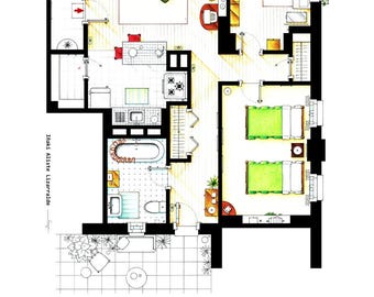 Ted Mosby's Apartment Floorplan from HIMYM