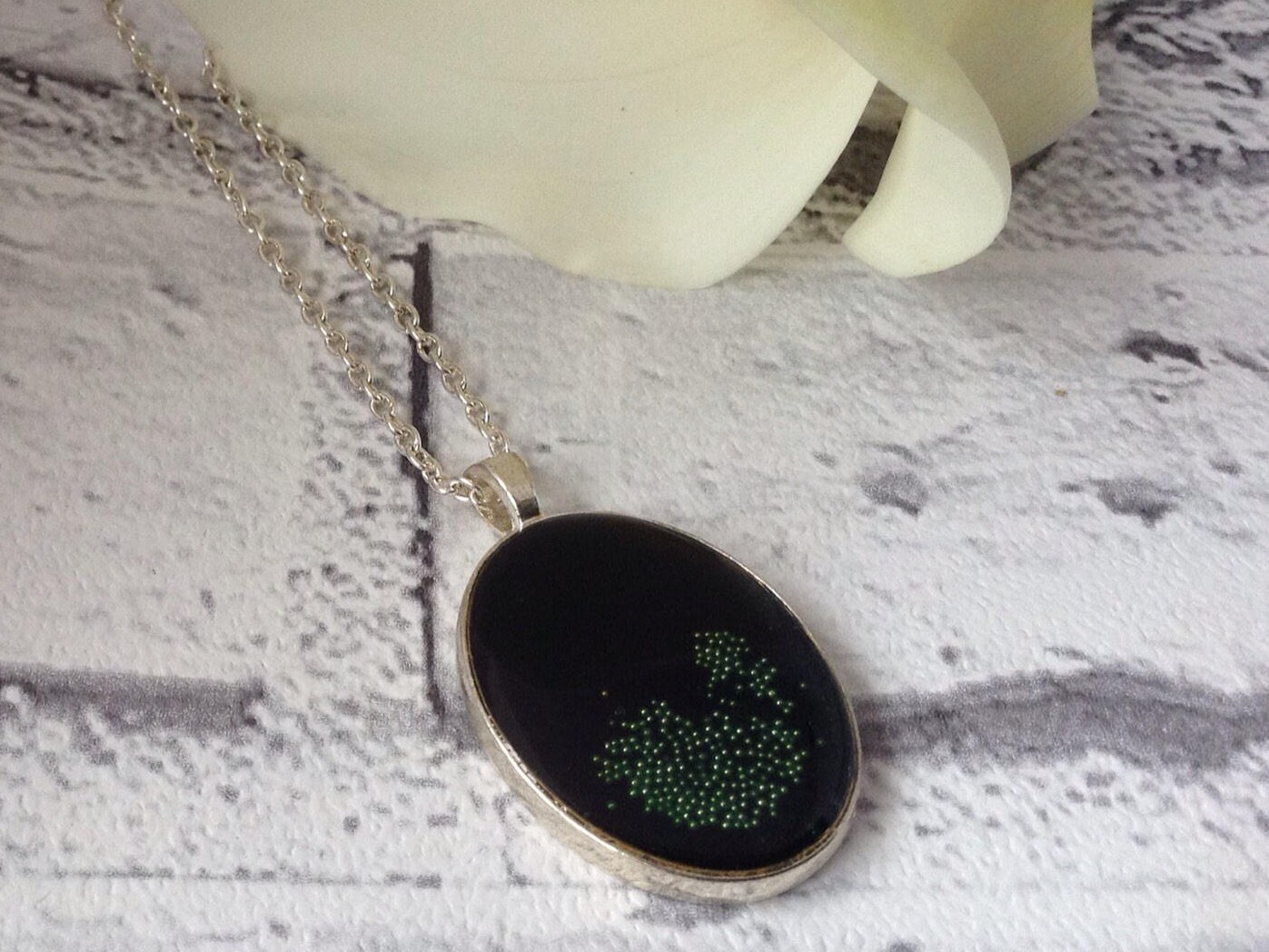 Black Resin Pendant Oval Pendant Goth Necklace Gothic Style