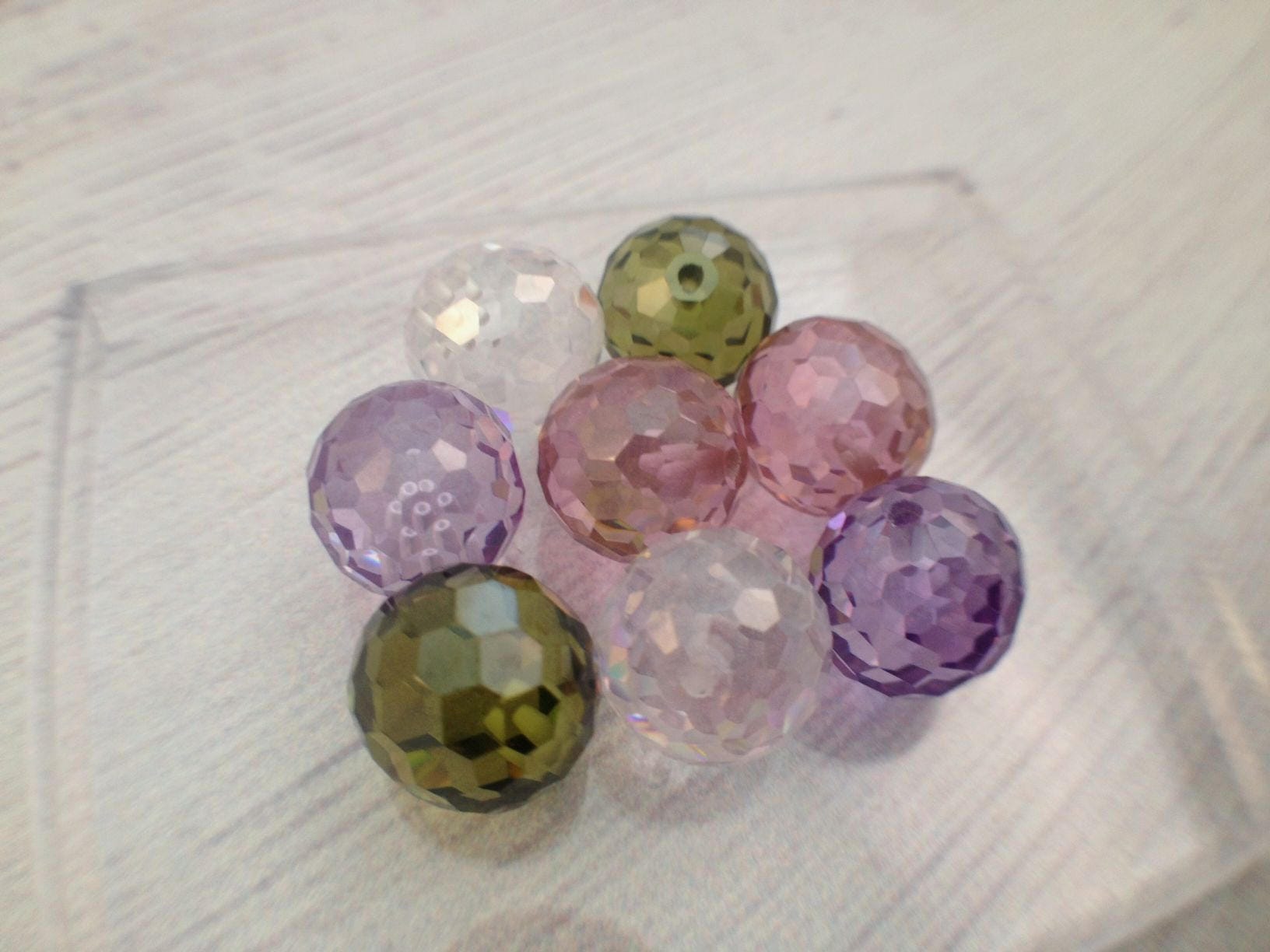 Cubic Zirconia Beads / Faceted Beads / Checker Beads / half drilled