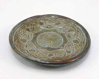 Celtic Ring Dish Tea Bag Holder Spoon rest Stoneware foodsafe & lead free glaze