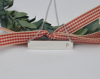 Initial necklace-Silver bar necklace-initial jewelry-custom any initial-Personalized gift for women,girls