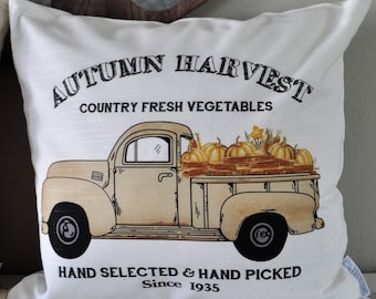 Autumn Harvest Truck,Pillow Cover, truck Pillow Cover, Autumn pillow cover, Fall Pillow Cover, 18x18