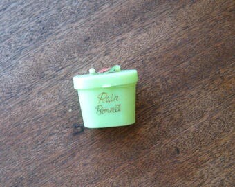 Vintage Rain Bonnet in Minty Green Mini Hat Box + Cupid-Embossed Plastic Sleeved Rain Hat~Midcentury Plastic Mini Gifts/Goodie Bag/Favors
