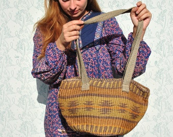 Sisal bag, vintage sisal bag, sisal shoulder bag, sisal beach bag, sisal amrket bag, sisal shopper, vintage sisal shoulder bag, woven bag