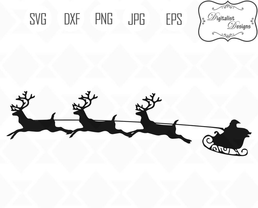 Download santa sleigh svg reindeer clipart rudolph svg christmas