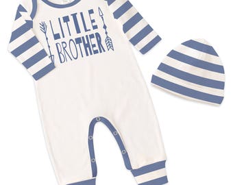 Newborn Boy Coming Home Outfit, Baby Boy Romper, Baby Boy Coming Home Outfit, Blue Little Brother Outfit, TesaBabe
