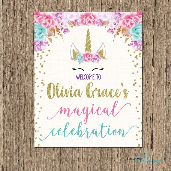 unicorn printable welcome sign unicorn birthday sign unicorn