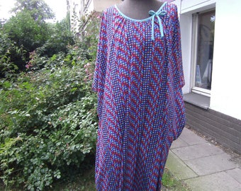 blue red Kaftan - Summerdress - Dress XXL - handmade Kleid - big Dress -Georgette Dress