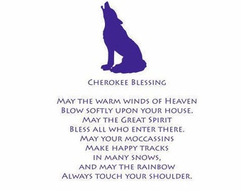 Cherokee Blessing Decal: Indian Decor, American Indian Decals, Feather Decor, Indian Headdress, Indian Chief Picture, Living Room Decals