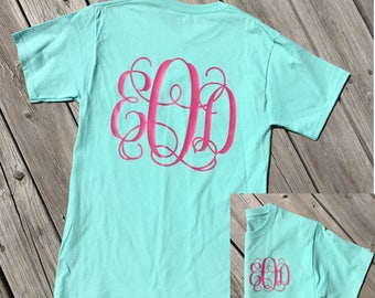 Vine Monogrammed Shirt- Back Short Sleeve Shirt, Vine Monogram, Monogrammed Shirt, Monogrammed Style Shirt, Monogrammed Clothing
