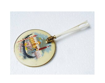 Delina Swiveling Hand Mirror Long Handled 1950s Vintage Venice Venetian Gondola Boxed Retro Kitsch Vanity Dressing Table Collectible