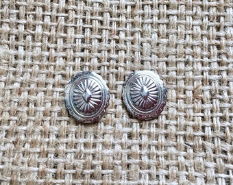 Concho Earrings, Concho Stud Earrings, Silver Concho Studs, Western Jewelry, Cowgirl Concho Studs, Western Concho Studs, Boho Concho Studs