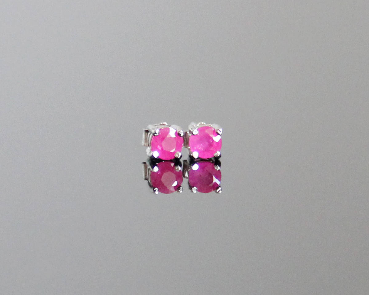 SALE Genuine Ruby Stud Earrings Sterling Silver Natural Ruby