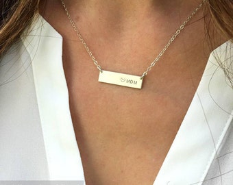 Custom Name Bar Necklace, Short Bar Necklace, Personalized Bar Necklace, Gold Fill,Sterling Silver,Bridesmaid Necklace,LEILAjewelryshop,N280