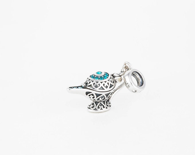 Aladdin Lamp Lucky Charm, Silver Jewellery Fairytale Gift For Her, Disney Charms Bracelet, Silver Good Luck Charms for Bracelet