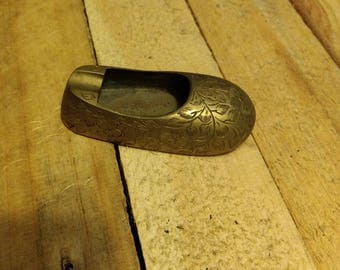 Brass Engraved Shoe Ashtray Vintage made in India