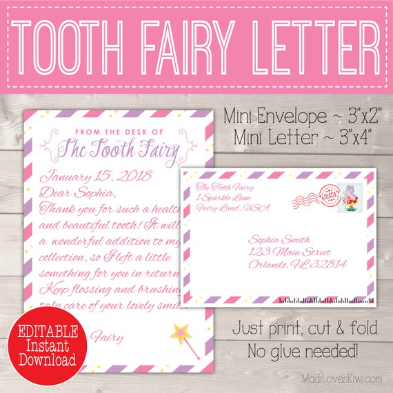 personalized tooth fairy letter kit download first lost