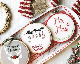 First Baby Christmas Ornament, Babys First Christmas Ornament, 2017 Ornament, 2017 Christmas Ornament, Embroidered Family Ornament by KimArt