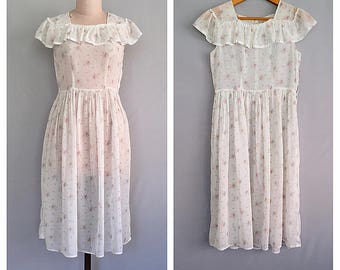 Petite Fleurs dress | 1930s cotton voile dress | vintage 30s floral dress | s - m