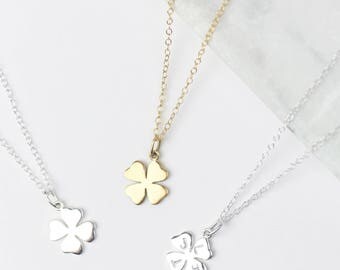 Sterling Silver Four Leaf Clover Necklace • Clover Pendant • Good Luck Gift • Good Luck Necklace • Leaving Gift • Shamrock Necklace